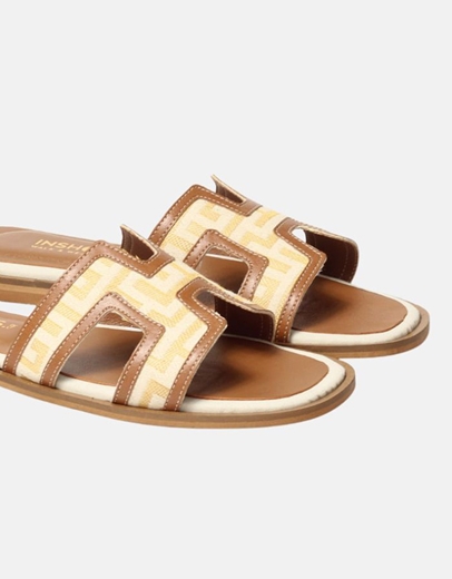 Εικόνα της Δερμάτινα Σανδάλια Ελληνικής Κατασκευής με μαίανδρο Χρυσό