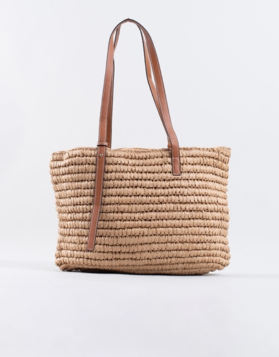 Εικόνα της Ψάθινη τσάντα με εξωτερική θήκη Πούρο