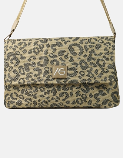 Εικόνα της Χειροποίητη τσάντα ώμου με μαίανδρο L Μαύρο/Μπεζ