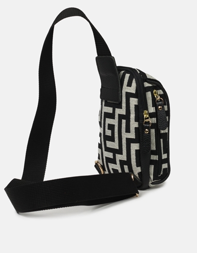 Εικόνα της Crossbody χειροποίητο τσαντάκι με μαίανδρο Μαύρο