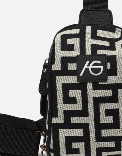 Εικόνα της Crossbody χειροποίητο τσαντάκι με μαίανδρο Μαύρο