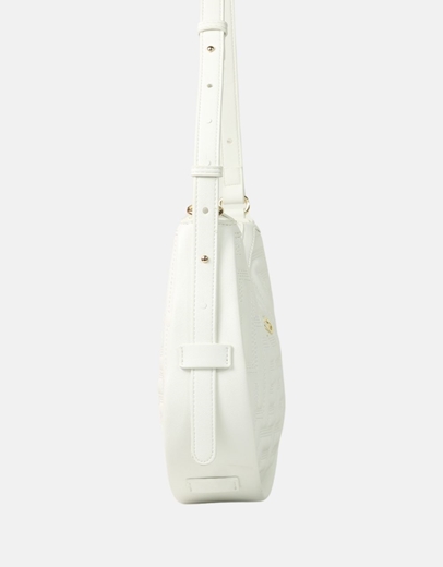 Εικόνα της Χειροποίητη γυναικεία τσάντα ώμου με μαίανδρο Λευκό