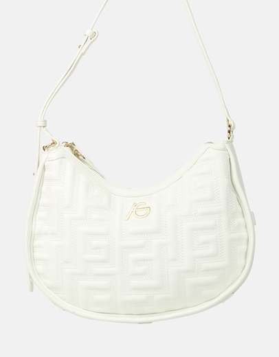 Εικόνα της Χειροποίητη γυναικεία τσάντα ώμου με μαίανδρο Λευκό