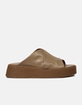 Εικόνα από Δερμάτινα σανδάλια flatforms με χιαστί φάσα Μπεζ