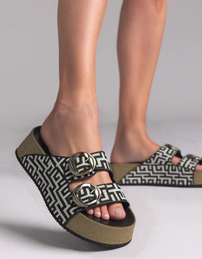 Εικόνα της Flatform Μαίανδρος Ελληνικής Κατασκευής με διπλό τοκά Μαύρο/Λευκό