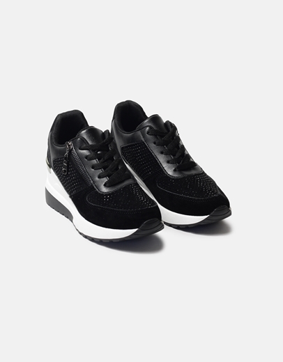 Εικόνα της Sneakers με διπλή σόλα διακοσμημένα με strass Μαύρο