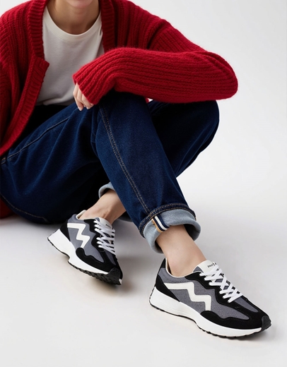 Εικόνα της Γυναικεία sneakers με συνδυασμούς χρωμάτων Μαύρο