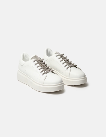 Εικόνα της Basic sneakers με λεπτομέρειες από strass Λευκό