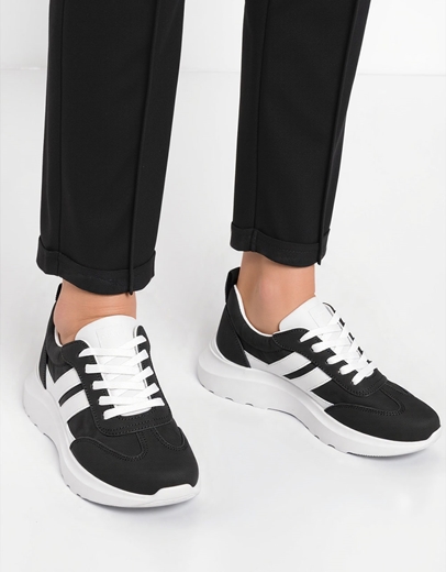Εικόνα της Γυναικεία sneakers σε συνδυασμούς χρωμάτων Λευκό/Μαύρο