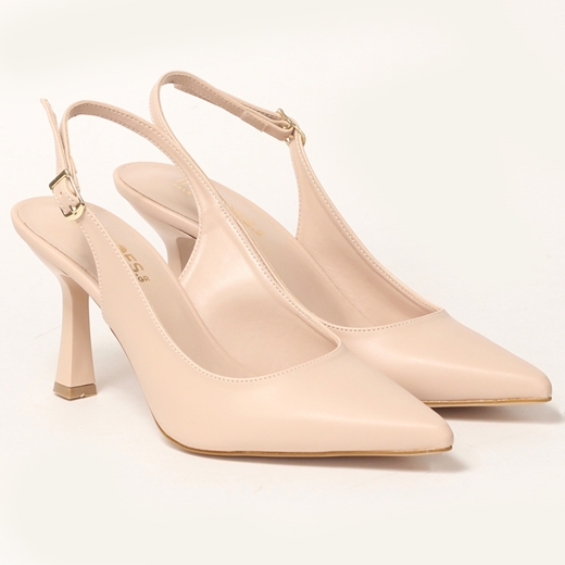 Εικόνα της Open heel γόβες Ελληνικής κατασκευής με λεπτό τακούνι Nude