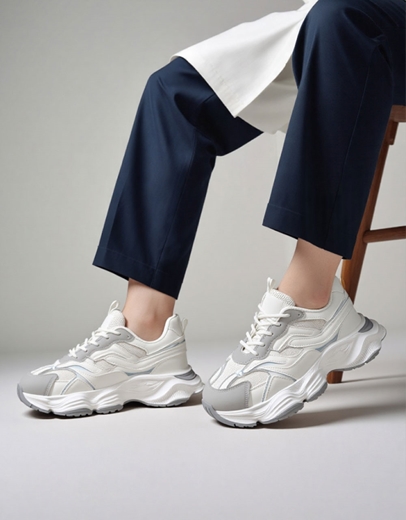 Εικόνα της Γυναικεία sneakers με chunky σόλα Λευκό