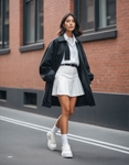 Εικόνα από Γυναικεία sneakers με διπλή σόλα και μοτίβο στο πλάι Λευκό/Ασημί