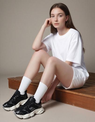 Εικόνα της Γυναικεία sneakers με chunky σόλα Μαύρο