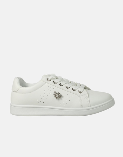 Εικόνα της Basic sneakers με διακοσμητικό από strass Λευκό