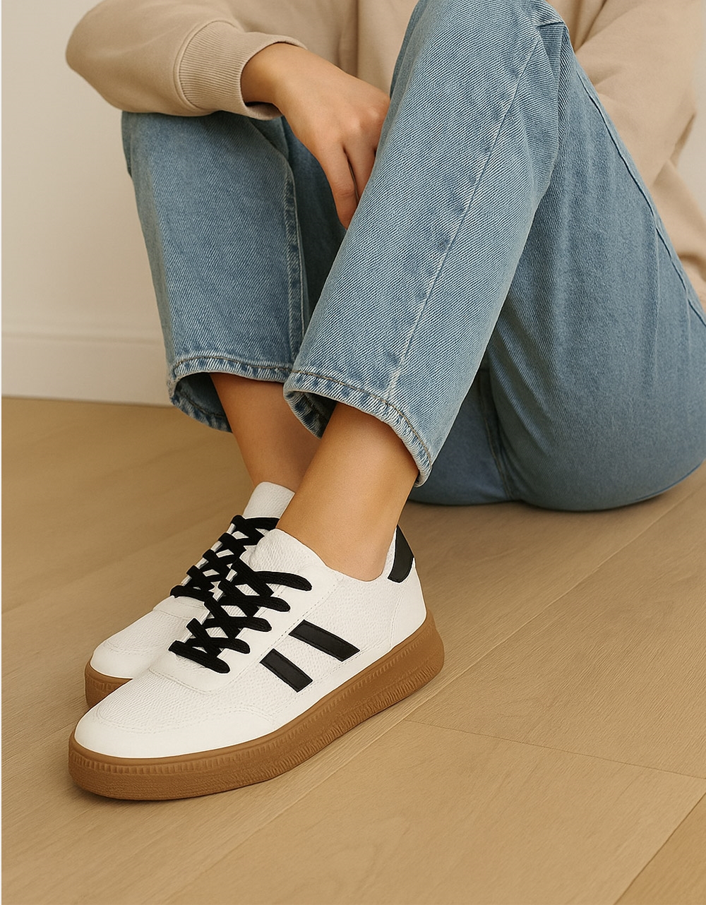 Εικόνα από Γυναικεία sneakers με διπλή σόλα Λευκό