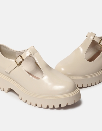 Εικόνα της Loafers Mary Janes φλωρεντίκ μονόχρωμα Μπεζ