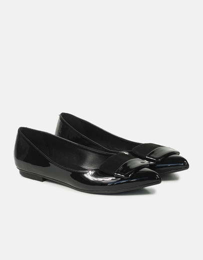 Εικόνα της Μπαλαρίνες λουστρίνι με διακοσμητικό στοιχείο Ελληνικής καστασκευής Μαύρο