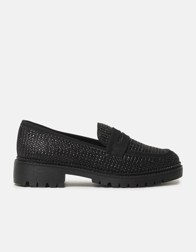 Εικόνα της Basic loafers Ελληνικής Κατασκευής με σχέδιο πλέξης Μαύρο