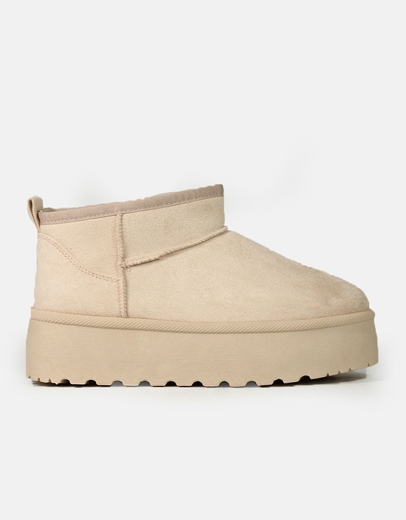 Εικόνα της Δίσολα suede μποτάκια αστραγάλου μονόχρωμα Μπεζ