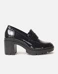 Εικόνα από Loafers λουστρίνι με τακούνι και ελαστική σόλα Μαύρο