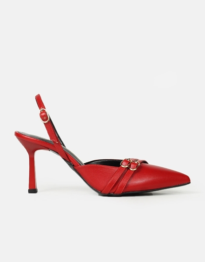 Εικόνα της Γόβες singback Ελληνικής κατασκευής με διπλή μπαρέτα Κόκκινο