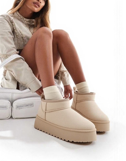 Εικόνα της Δίσολα suede μποτάκια αστραγάλου μονόχρωμα Μπεζ