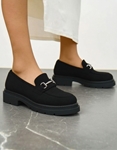 Εικόνα από Γυναικεία loafers suede μονόχρωμα με ελαστική σόλα Μαύρο