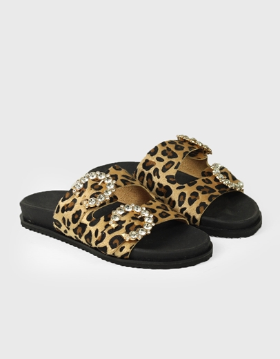 Εικόνα της Δερμάτινα σανδάλια Ελληνικής Κατασκευής δερμάτινα με διπλό τοκά Λεοπάρ