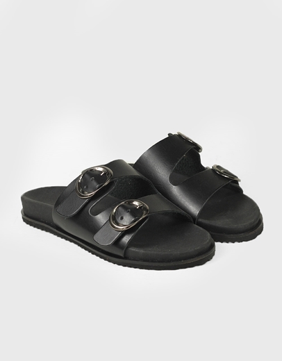 Εικόνα της Δερμάτινα σανδάλια Ελληνικής Κατασκευής δερμάτινα με διπλό τοκά Μαύρο