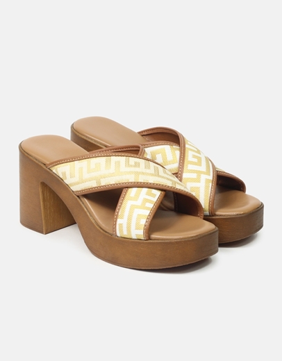 Εικόνα της Mules Ελληνικής κατασκευής με μοτίβο μαιάνδρου Χρυσό