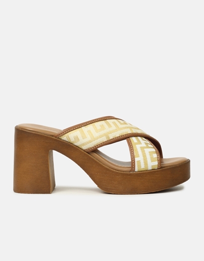 Εικόνα της Mules Ελληνικής κατασκευής με μοτίβο μαιάνδρου Χρυσό