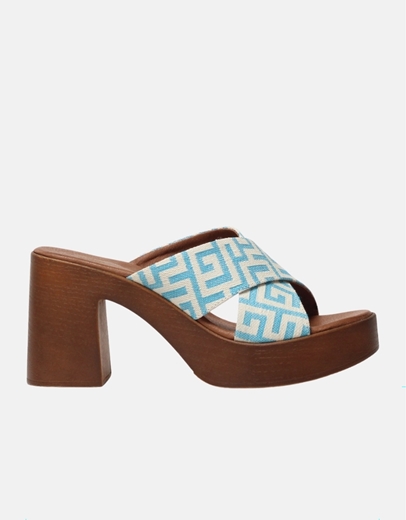 Εικόνα της Mules Ελληνικής κατασκευής με μοτίβο μαιάνδρου Σιέλ