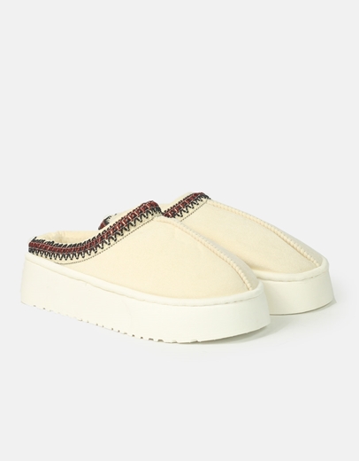 Εικόνα της Suede clogs δίσολα με γούνινη επένδυση Μπεζ