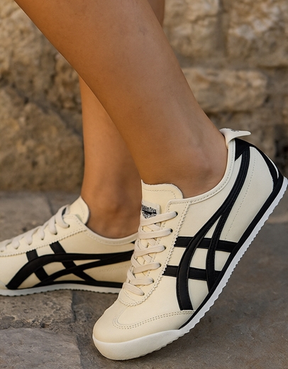 Εικόνα της Γυναικεία sneakers με γραμμικό σχέδιο Λευκό/Μαύρο