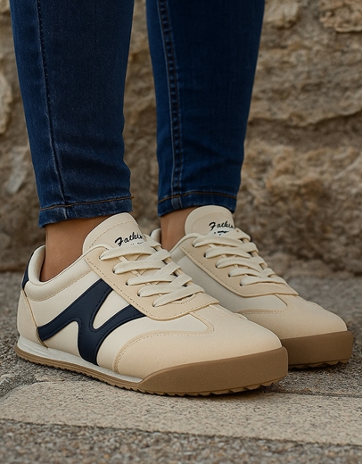 Εικόνα της Sneakers γυναικεια basic με σχέδιο στο πλάι Μπλε