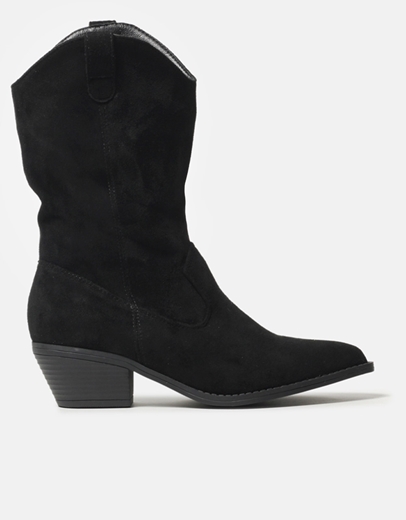 Εικόνα της Basic cowboy μονόχρωμα μποτάκια suede Μαύρο