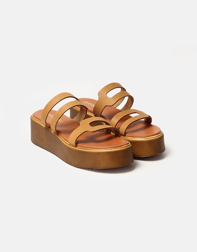 Εικόνα της Δερμάτινα flatforms μονόχρωμα Ελληνικής κατασκευής Ταμπά