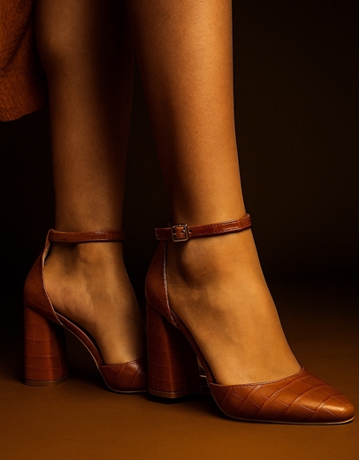 Εικόνα της Γυναικείες γόβες κροκό με μπαρέτα Ταμπά