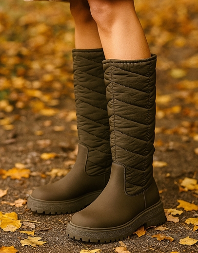 Εικόνα της Γυναικείες μπότες γαλότσες apres ski Χακί