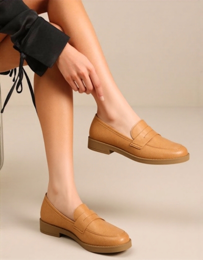 Εικόνα της Loafers μονόχρωμα Ελληνικής Κατασκευής με λεπτομέρεια στη φάσα Ταμπά