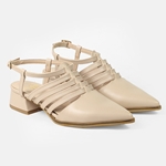 Εικόνα από Πέδιλα Ελληνικής κατασκευής μονόχρωμα με λουράκια Μπεζ