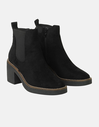 Εικόνα της Chelsea μποτάκια suede με τετράγωνο τακούνι Μαύρο