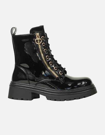 Εικόνα της Γυναικεία αρβυλάκια λουστρίνι με διπλό φερμουάρ Μαύρο