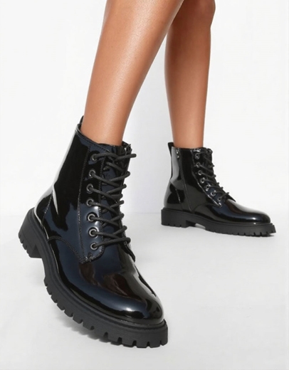 Εικόνα της Γυναικεία αρβυλάκια λουστρίνι με φερμουάρ Μαύρο