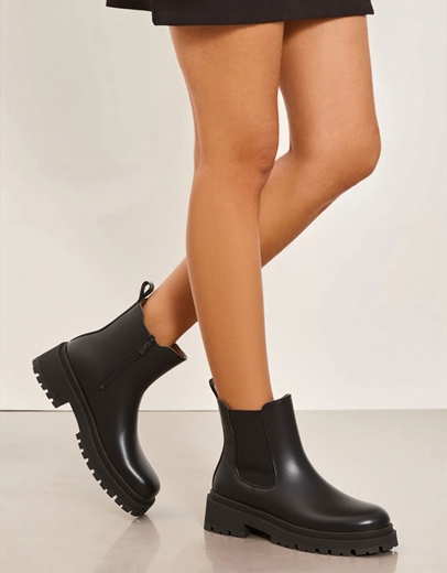 Εικόνα της Chelsea μονόχρωμα μποτάκια με chunky σόλα Μαύρο