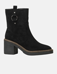 Εικόνα από Γυναικεία μποτάκια suede με διακοσμητικό κρίκο Μαύρο