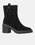 Εικόνα από Γυναικεία μποτάκια suede με διακοσμητικό κρίκο Μαύρο