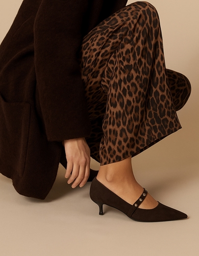 Εικόνα της Γοβάκια Ελληνικής κατασκευής με μπαρέτα και τρουκς Καφέ