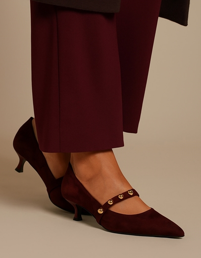 Εικόνα της Γοβάκια Ελληνικής κατασκευής με μπαρέτα και τρουκς Μπορντώ