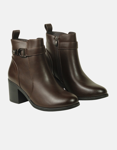 Εικόνα της Γυναικεία μποτάκια με διακοσμητικό στοιχείο Καφέ